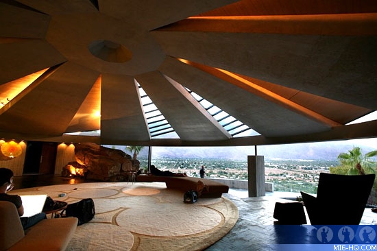Interior of Architect John Lautner's Elrod House in Palm Springs, CA